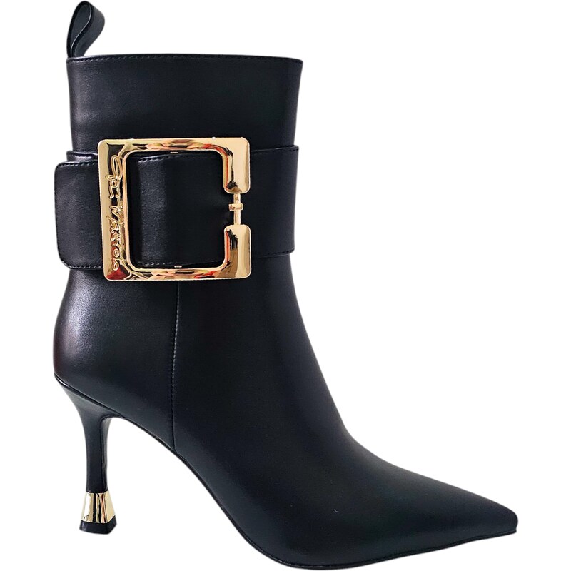 Členkové čižmy so zlatou sponou Gai Mattiolo Rita Black 58358519