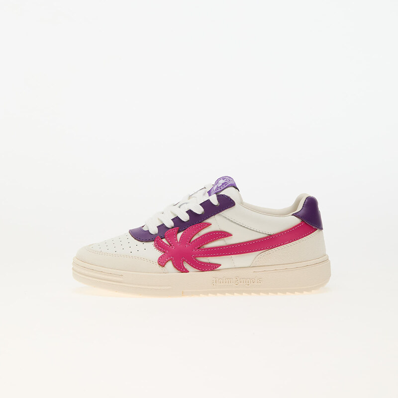 Palm Angels Kids Palm Beach University Leather White Fuchsia 58359269