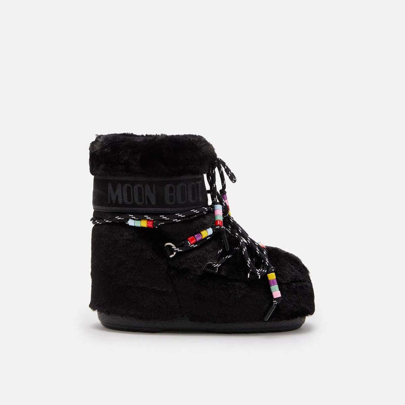 Dámske čierne snehule Moon Boot Icon Low Faux Fur Beads 65262332