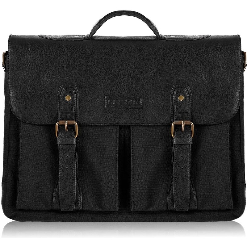 PAOLO PERUZZI Pánska taška do práce E-07-BL | čierna E-07-BL 45802292