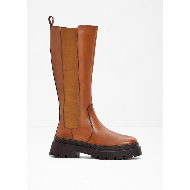 bonprix Kožené čižmy, farba hnedá 58373337