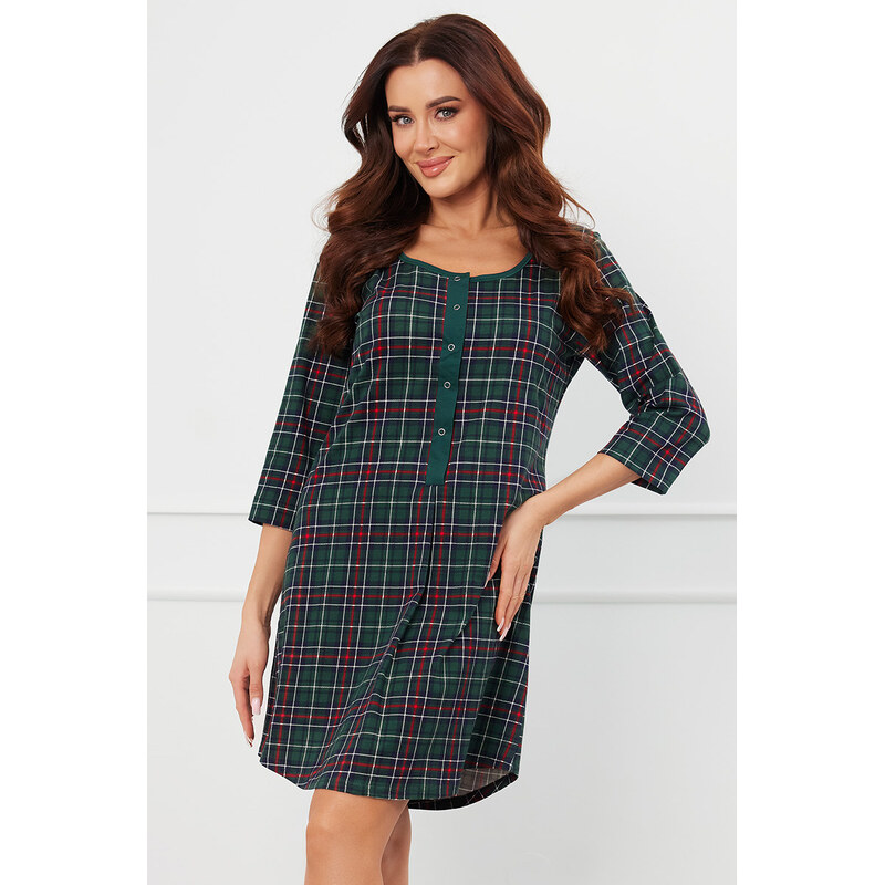 Italian Fashion Vianočná dámska nočná košeľa Foggia mega soft zelená, 58373796