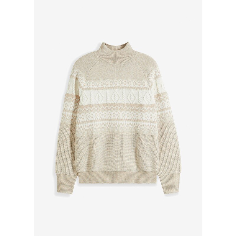 bonprix Nórsky pulóver, farba béžová 58384508