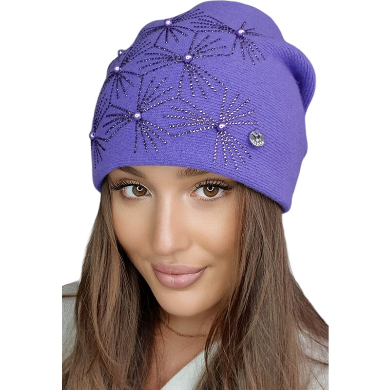 Kamea Fialová dámska elegantná zimná čiapka Huma, Farba fialová 58391786