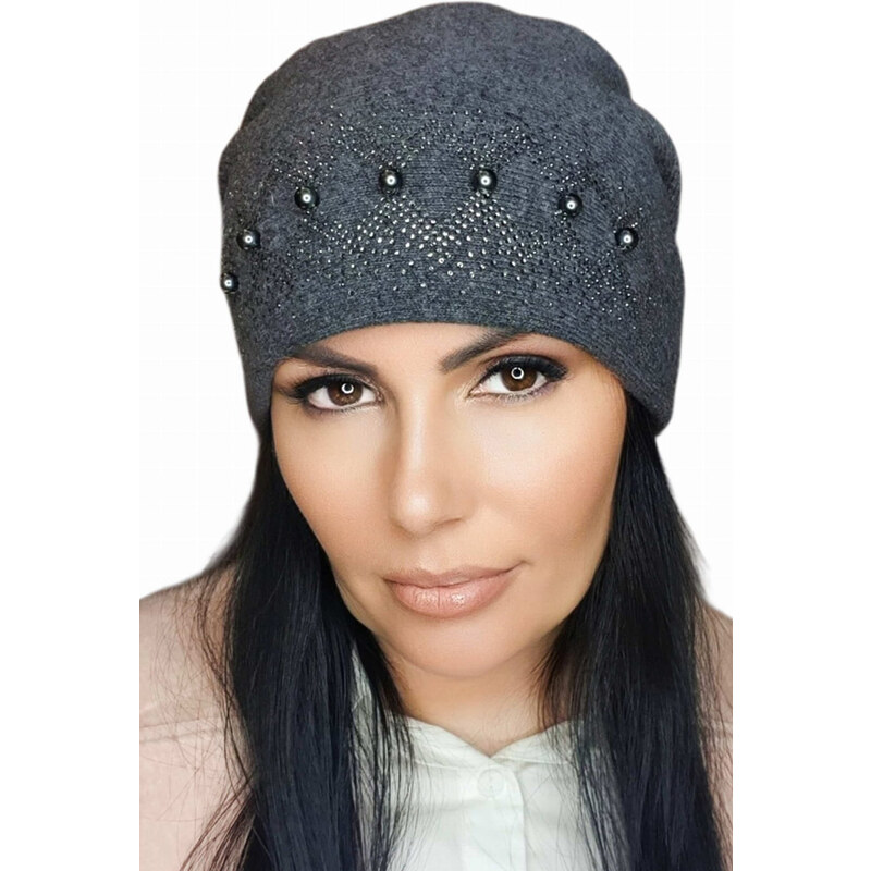 Kamea Grafitová dámska trendy zimná čiapka Iman, Farba grafitová (odt. 58391792