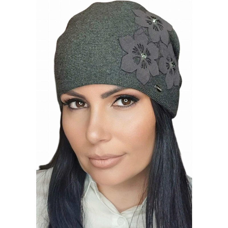 Kamea Grafitová módna dámska zimná čiapka Teona, Farba grafitová (odt. 58391795