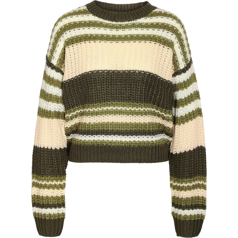 Noisy may Sveter NMCharlie béžová / zelená / tmavozelená / biela 60960703
