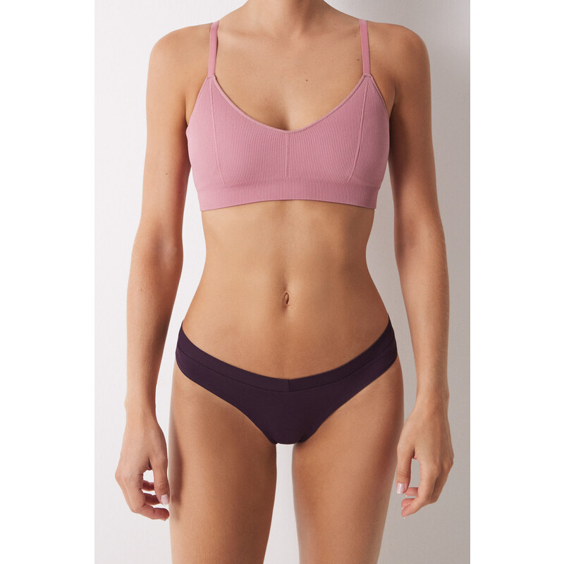 womensecret Fialové tanga s riasením 58394497