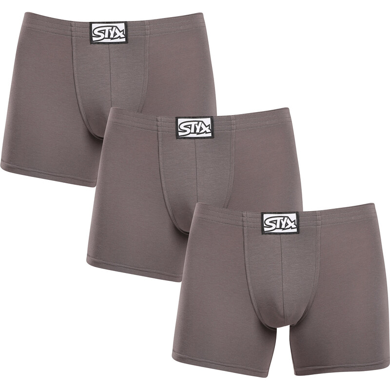 3PACK pánske boxerky Styx long klasická guma tmavo sivé (3F1063) 48535850