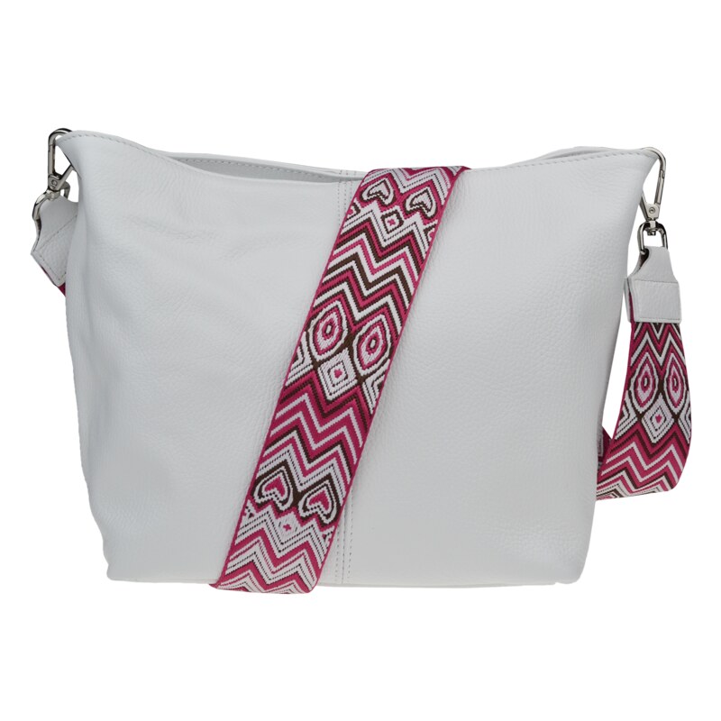 Biela kožená talianska crossbody kabelka Prisca Bianca s prídavným 58397978