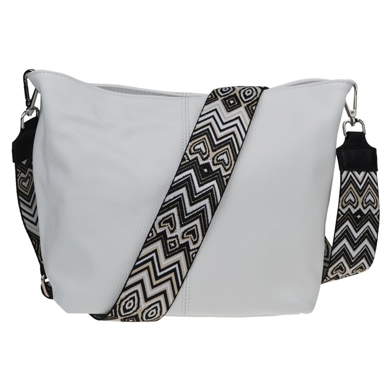 Biela kožená talianska crossbody kabelka Prisca Bianca s prídavným 58397979