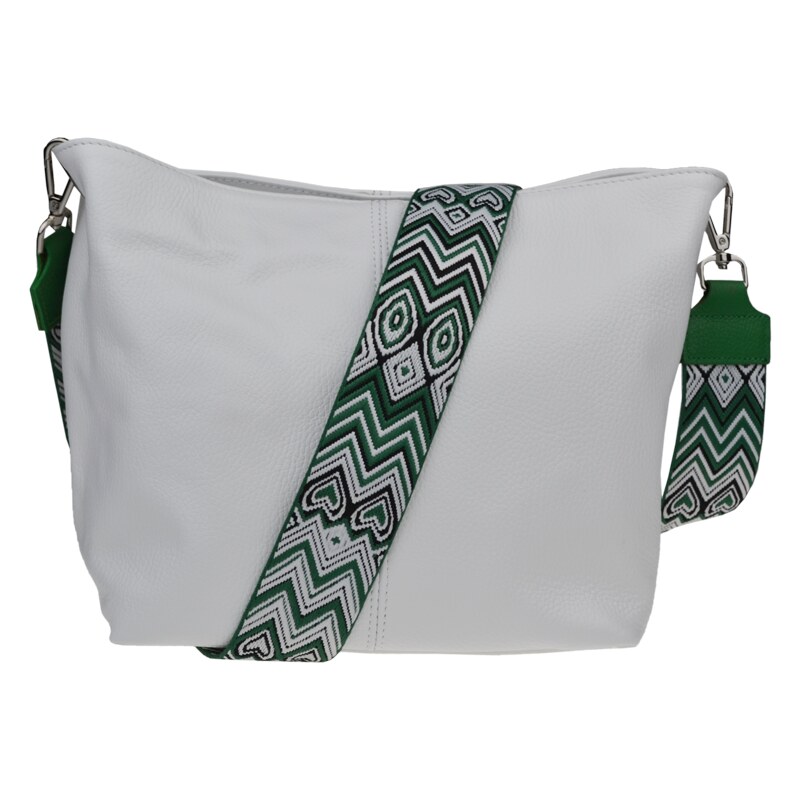 Biela kožená talianska crossbody kabelka Prisca Bianca s prídavným 58397980