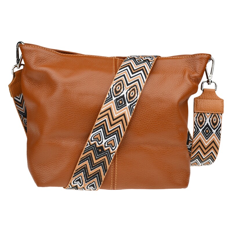 Camel kožená talianska crossbody kabelka Prisca Camel s prídavným 58397983