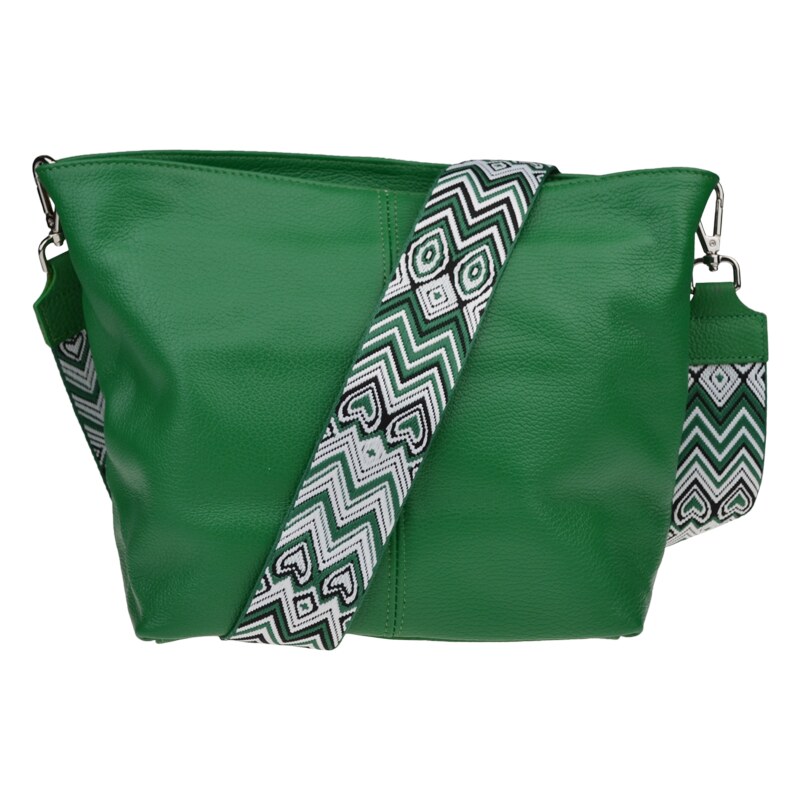 Zelená kožená talianska crossbody kabelka Prisca Verde Chiaro s 58397984