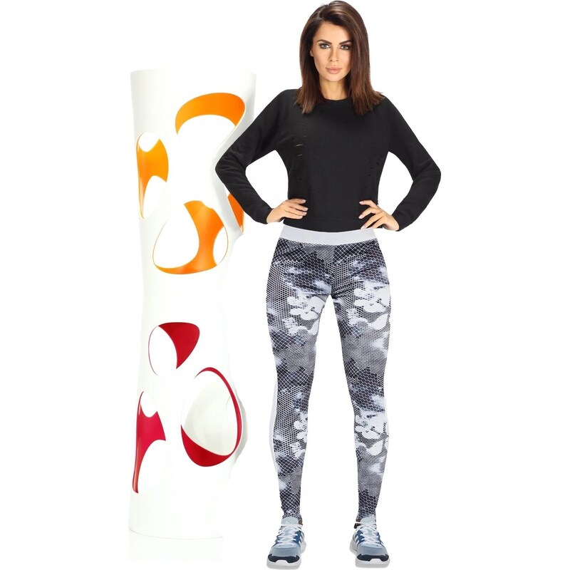 BAS BLEU Dámske športové legíny Code white-grey 58403226