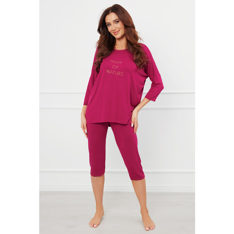 Italian Fashion Dámske pyžamo Natura vínové, Farba vínová 58403342