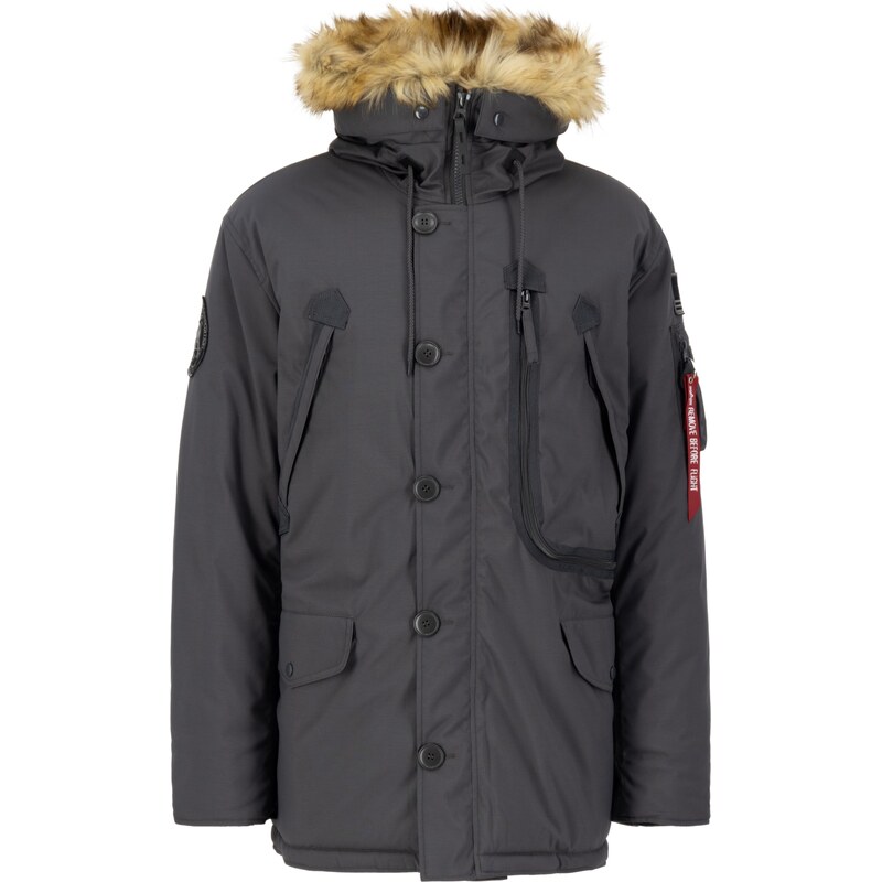 ALPHA INDUSTRIES Zimná parka Polar sivá / červená 58422174