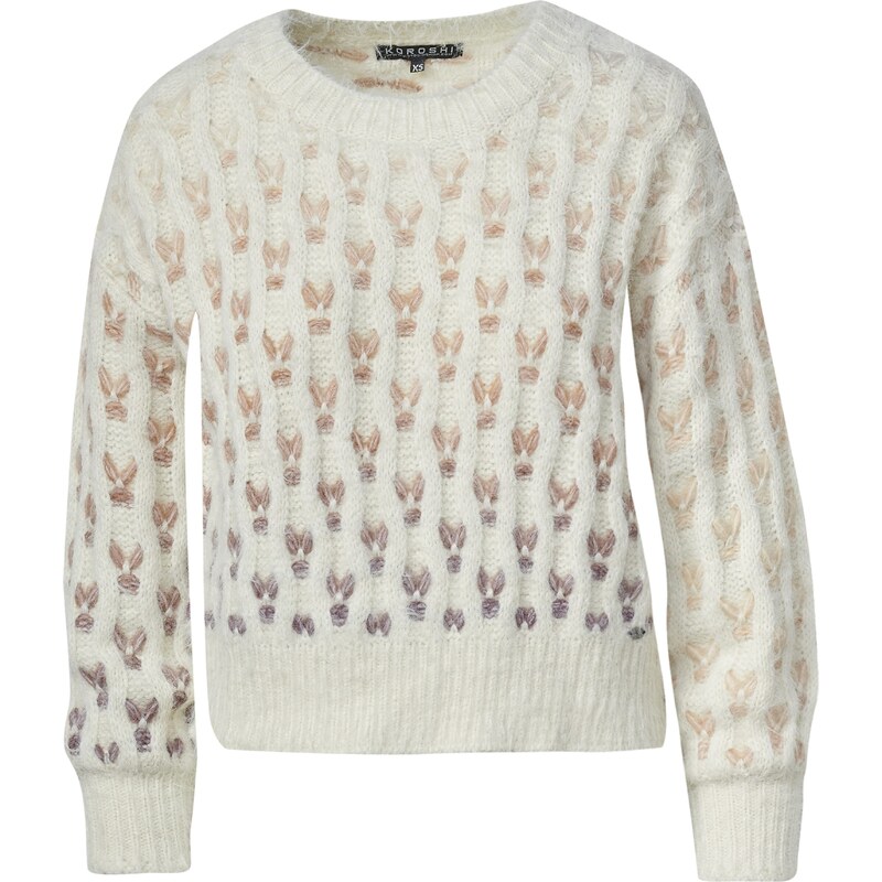 KOROSHI Sveter svetlohnedá / šedobiela 58403819