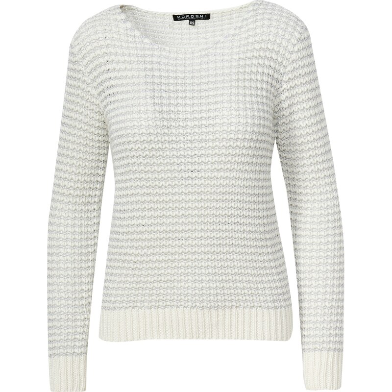 KOROSHI Sveter striebornosivá / šedobiela 58403825