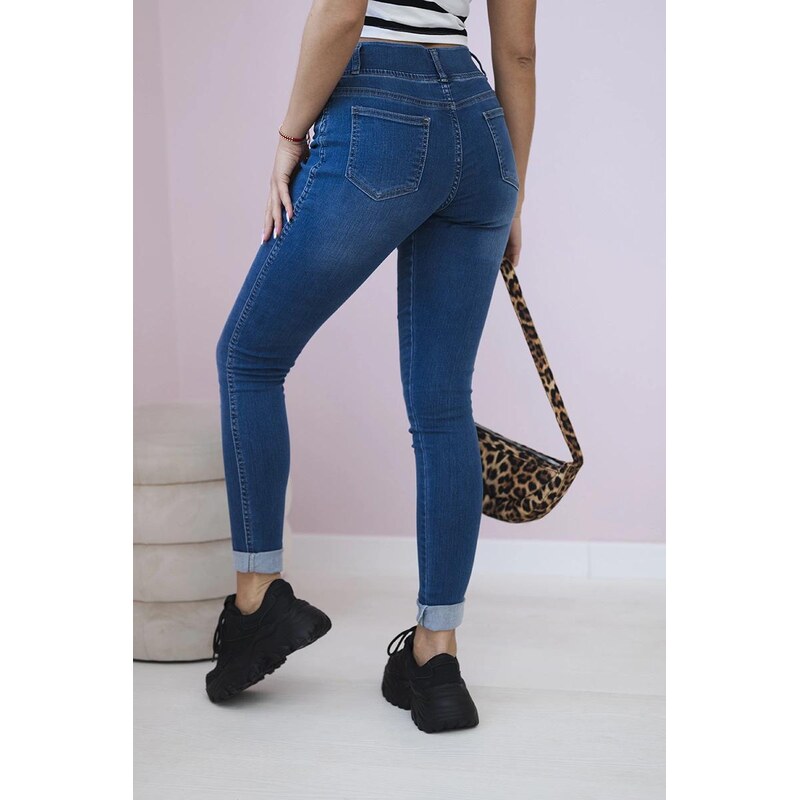 MladaModa Klasické džínsové nohavice model 2222P farba džínsová 63034458