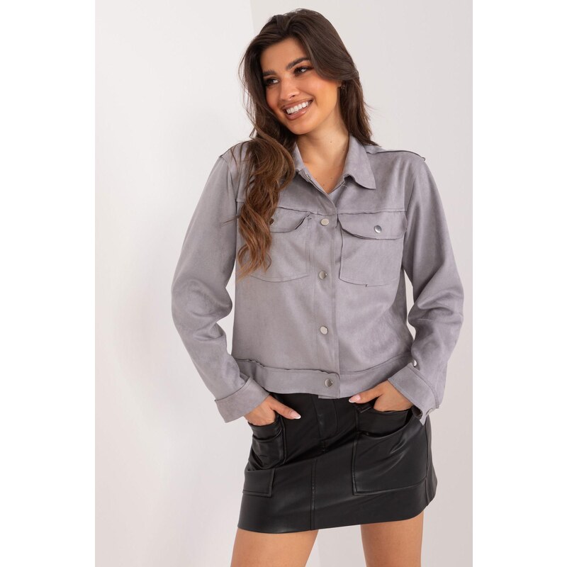 MladaModa Prechodná košeľová bunda so zapínaním na patentky model 65626923