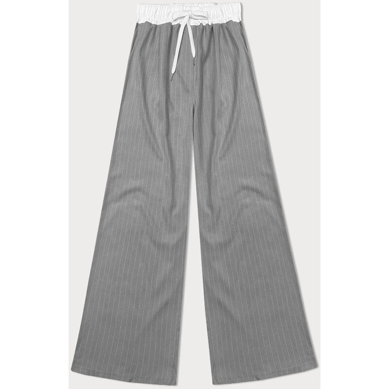 MADE IN ITALY Dámske široké sivé pruhované nohavice (18629) 58414291