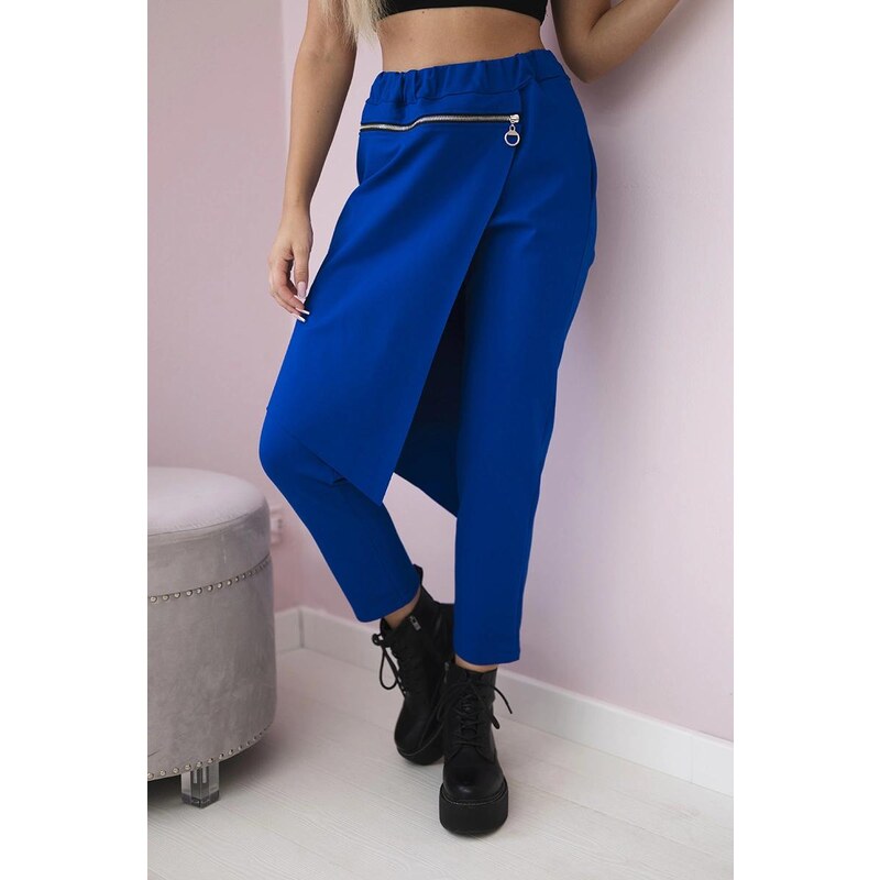 MladaModa Asymetrické trojštvrťové nohavice s ozdobným zipsom model 63034513