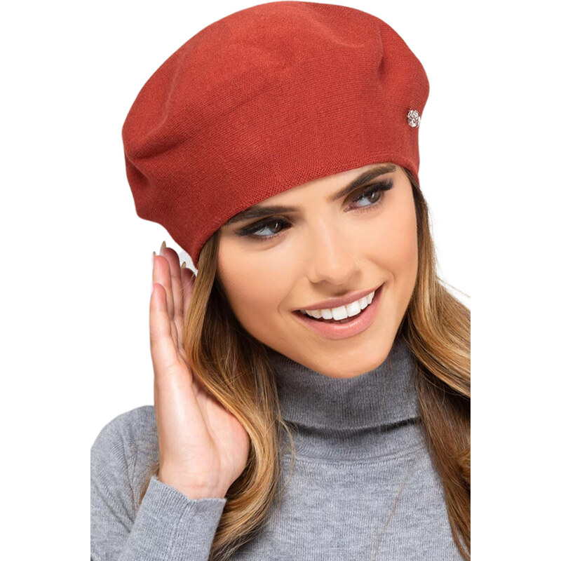 Kamea Tehlová dámska baretka na zimu Nashville, Farba tehlová 58415755