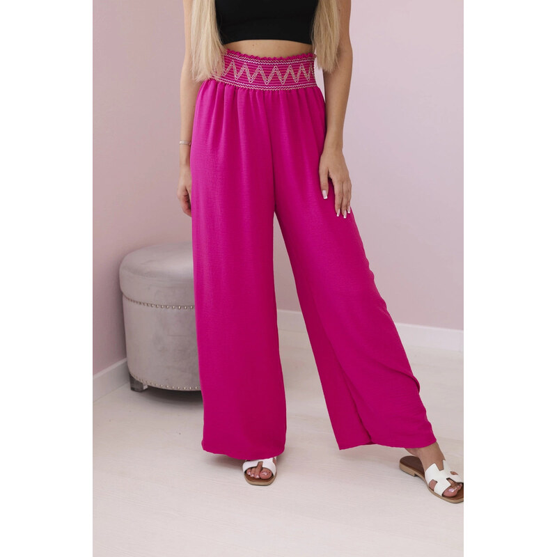 K-Fashion Nohavice so širokým elastickým pásom fuchsiovej farby 58419477