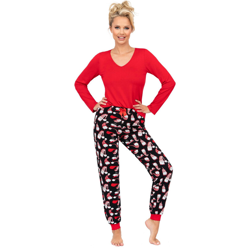 Dámske pyžamo Santi long red - Donna 58419664