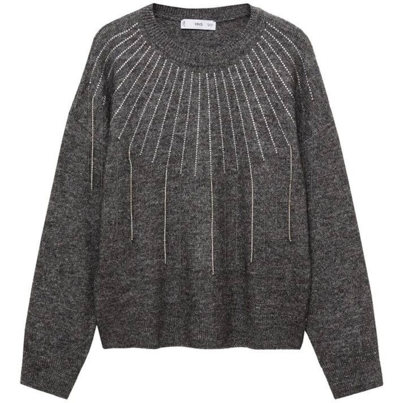 MANGO Sveter Escandal sivá melírovaná / strieborná 58423133