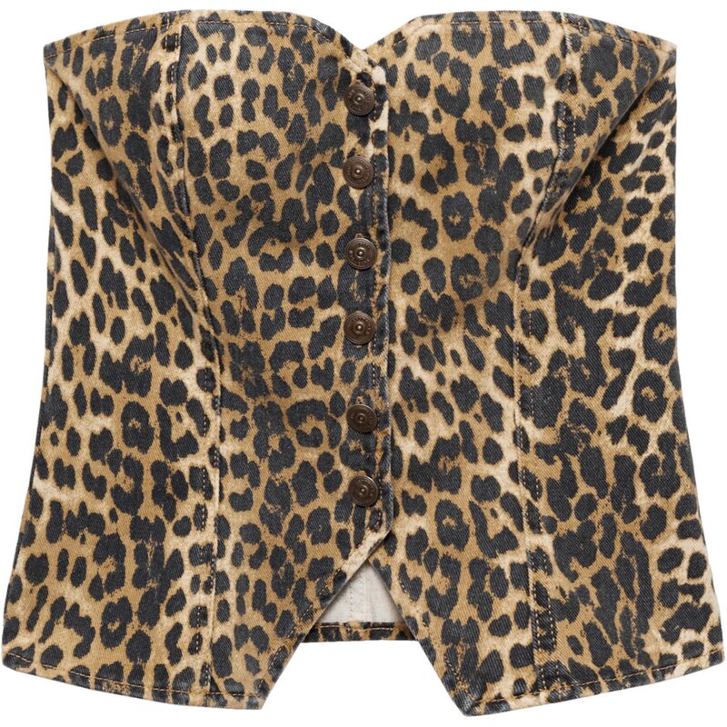 MANGO Top LEO hnedá / svetlohnedá 58425658