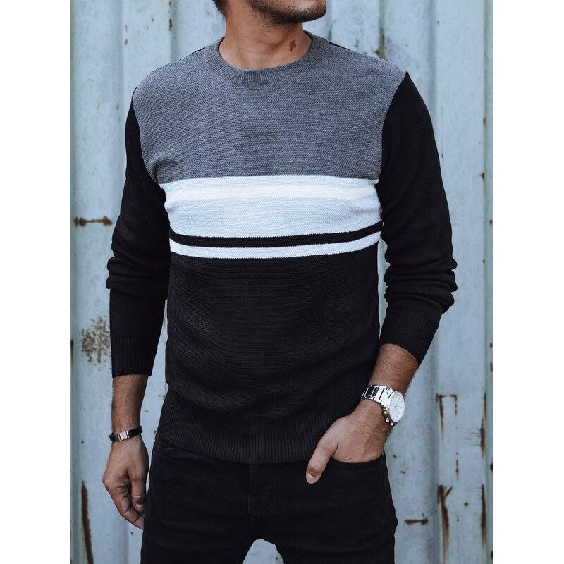 Dstreet Jedinečný šedo-čierny pánsky sveter 58429637