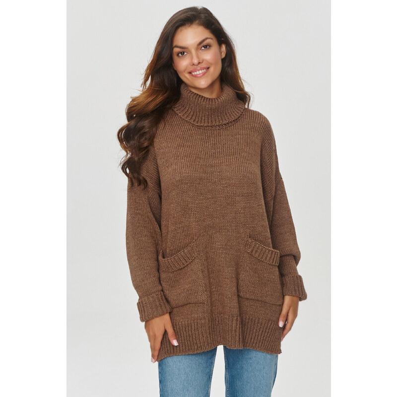 Makadamia Dámsky pulóver s rolákom S155 | hnedá S155 65974395
