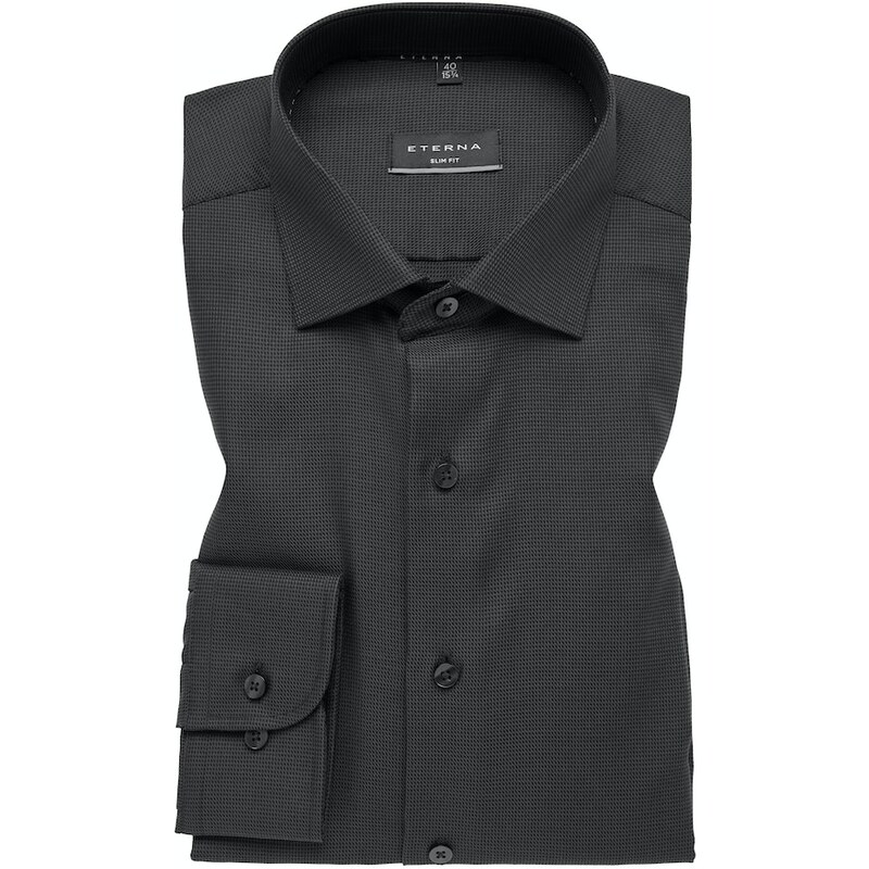 Pánska antracitová košeľa so štruktúrou ETERNA slim fit 58430930