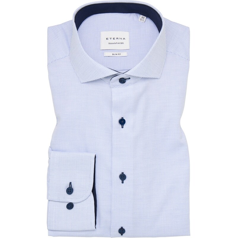 Pánska belasá bavlnená košeľa so štruktúrou ETERNA slim fit 58430933
