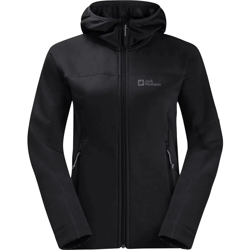 čierna dámska funkčná mikina Jack Wolfskin Hirschberg Hooded FZ W 58431539