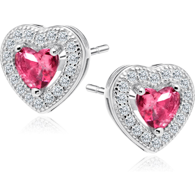 Olivie Strieborné náušnice ČERVENÉ SRDIEČKO 1655 14270953