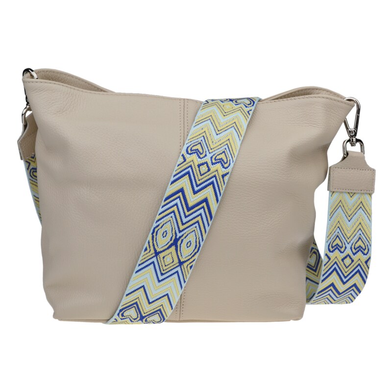 Béžová kožená talianska crossbody kabelka Prisca Beige s prídavným 58440544