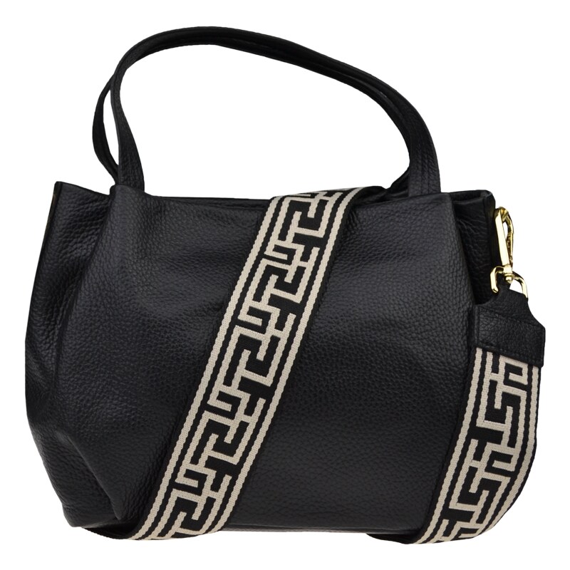 Čierna kožená talianska crossbody kabelka Tea Nera s prídavným pruhom 58442561