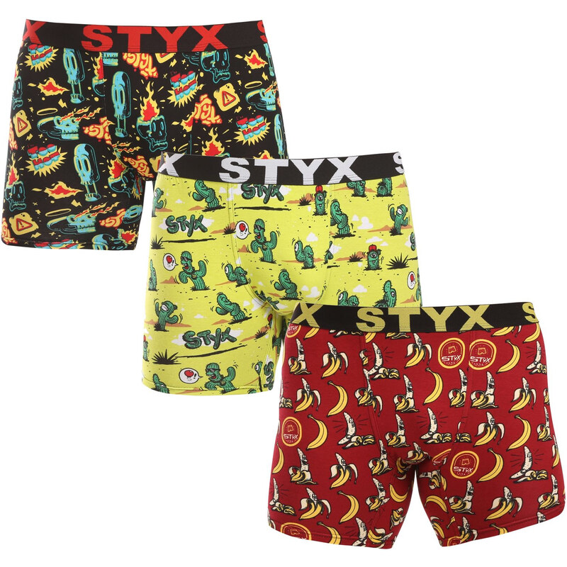 3PACK pánske boxerky Styx long art športová guma viacfarebné (3UN13198 58441145