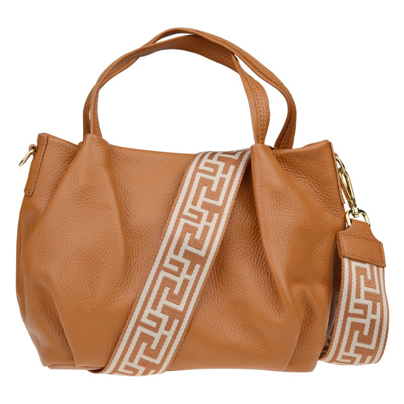 Camel kožená talianska crossbody kabelka Tea Camel Chiaro s prídavným 58442568