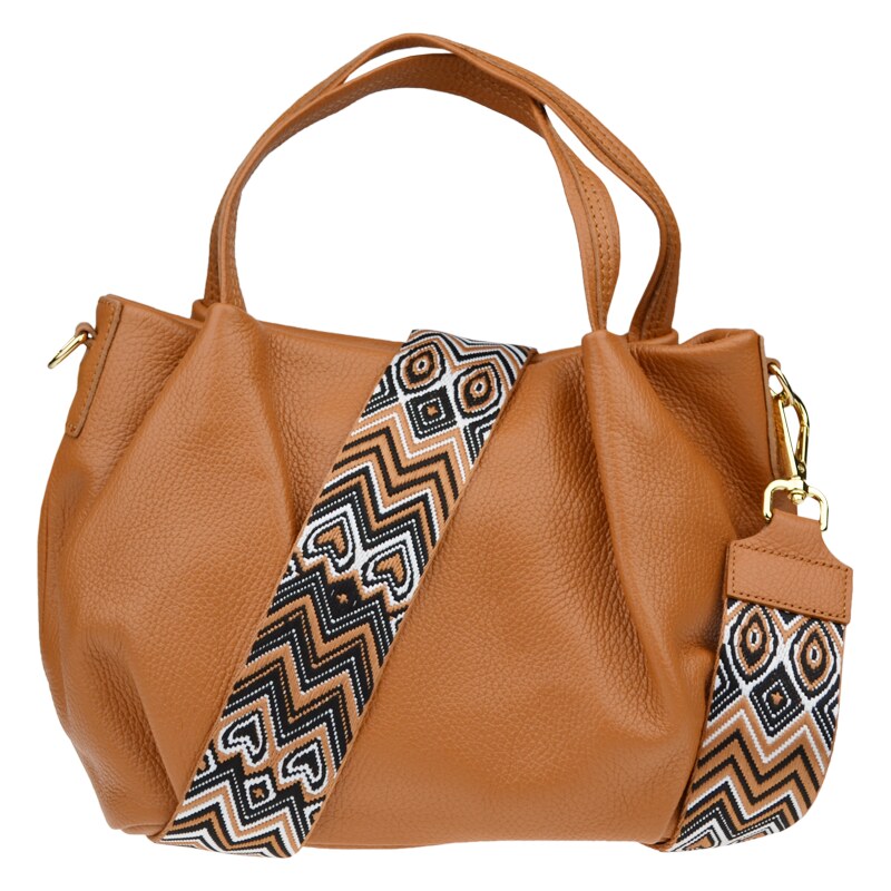 Camel kožená talianska crossbody kabelka Tea Camel Chiaro s prídavným 58442570