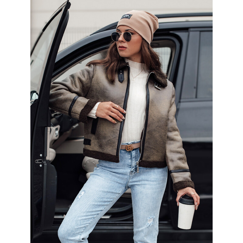 DStreet Dámska zamszová bunda KASAMIRA s kožúškom 65560512