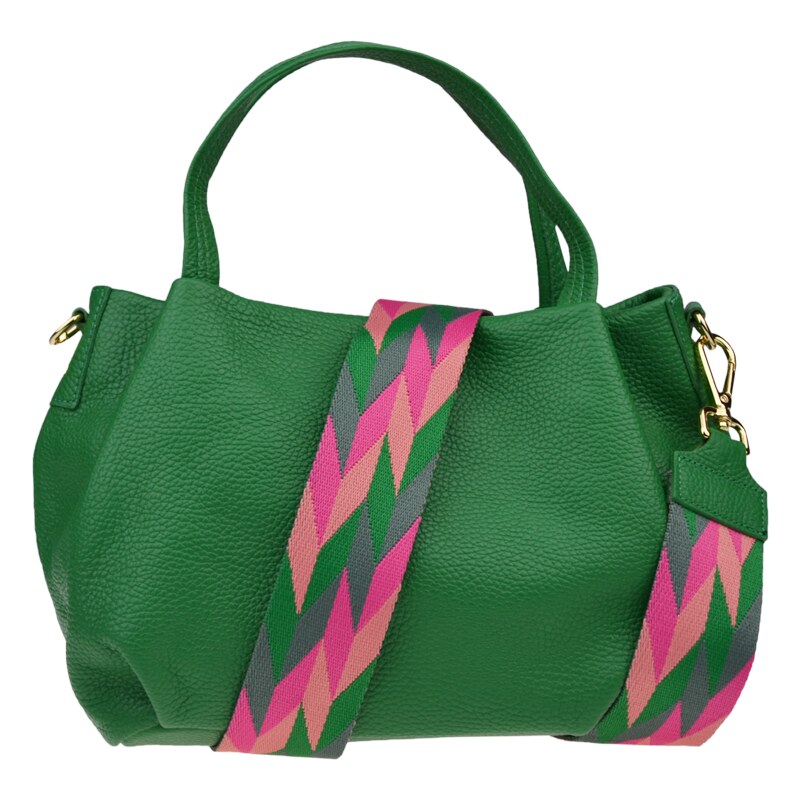 Zelená kožená talianska crossbody kabelka Tea Verde Freddo s prídavným 58442572