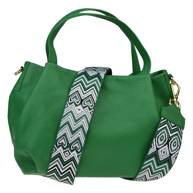 Zelená kožená talianska crossbody kabelka Tea Verde Freddo s prídavným 58442571