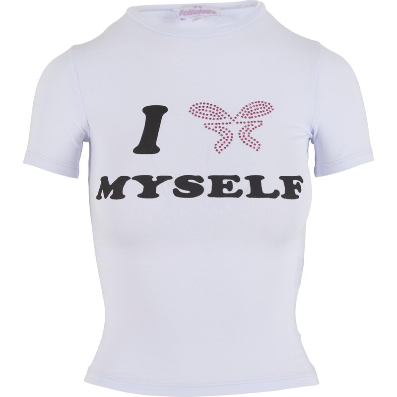 Felicious Tričko Love Yourself eozín / čierna / šedobiela 58459660