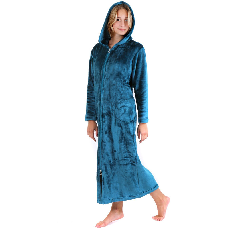 Dámsky župan Siena s kapucňou na zips 3656 Petrol - Vestis 58450797