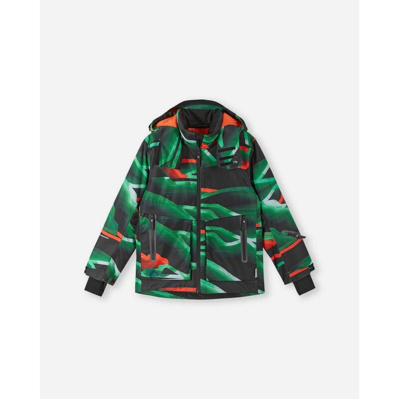Chlapčenská zimná lyžiarska bunda Reima Tirro čierna/zelená 58451415