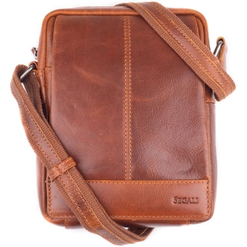 SEGALI Pánska kožená taška cez rameno SG-2171 koňak 58454356